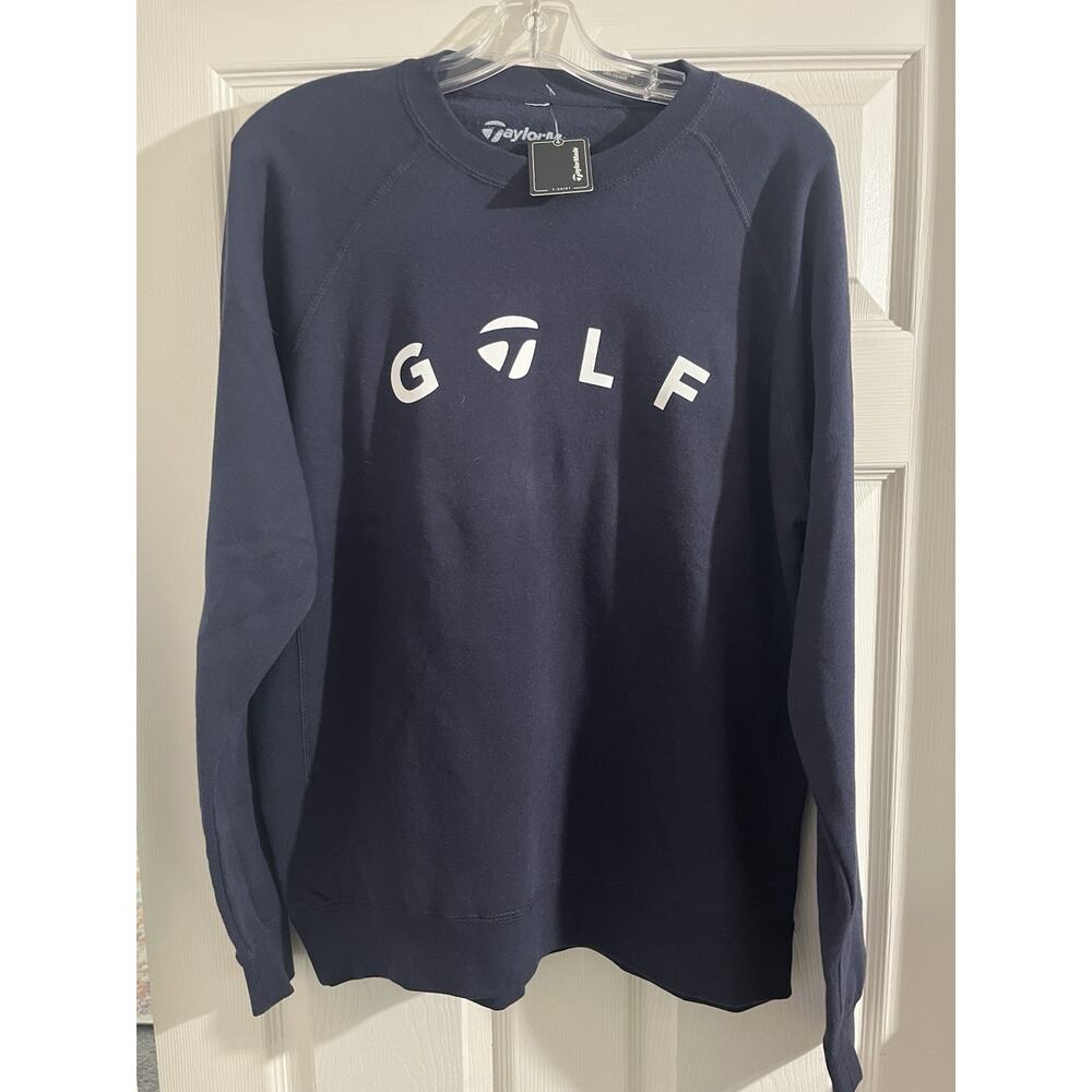 TaylorMade Navy Blue GOLF Crewneck Sweatshirt with White Logo